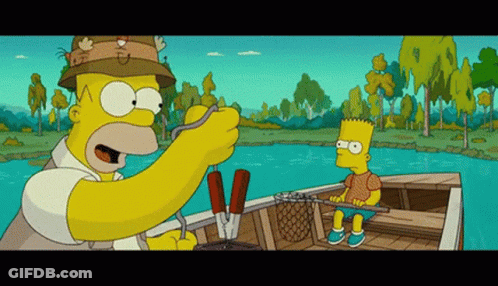 Homer And Bart Simpson Fishing GIF