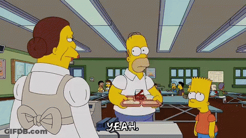 Homer And Bart Simpson In School Cafeteria GIF
