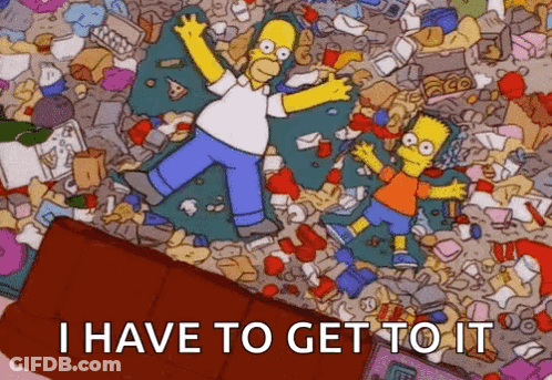 Homer And Bart Simpson Laying On Messy Floor GIF