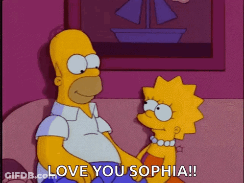 Homer And Lisa Simpson Holding Hands Love You Sophia GIF