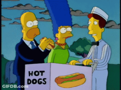 Homer And Marge Simpson Eating Hot Dogs GIF
