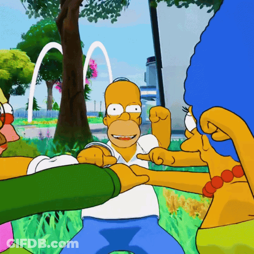 Homer And Marge Simpson Fighting In Park GIF