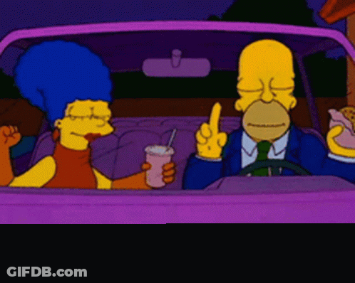 Homer And Marge Simpson In Car GIF