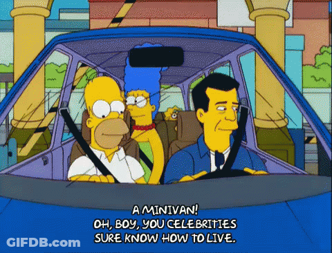 Homer And Marge Simpson In Car Saying Minivan GIF