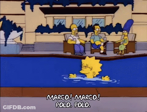 Homer And Marge Simpson In Pool Playing Marco Polo GIF