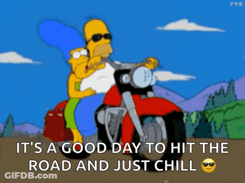 Homer And Marge Simpson Riding A Motorcycle GIF