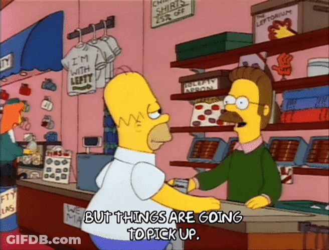 Homer Arrived Left Handed Shop Of Ned Flanders GIF