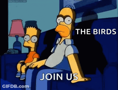 Homer Bart Simpson Couch The Birds Join Us GIF