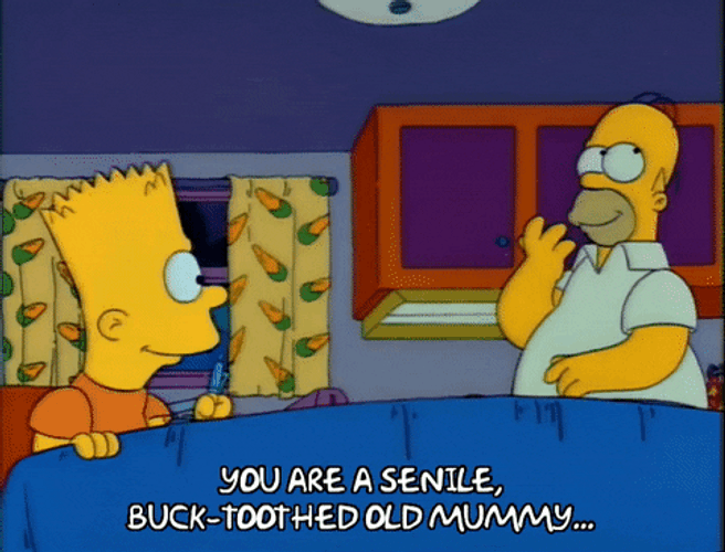 Homer Bart Simpson Senile Buck-Toothed Old Mummy GIF