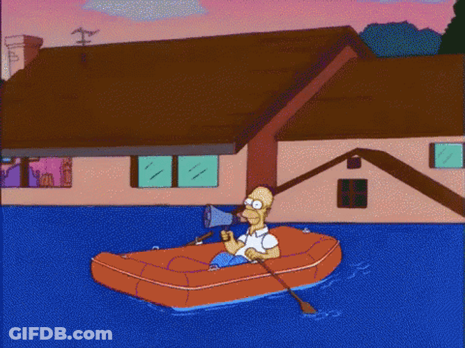 Homer Boating On The Flooding GIF