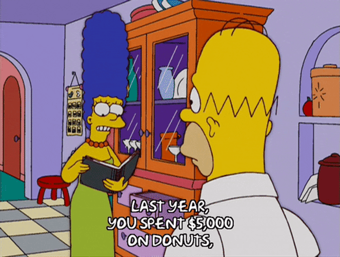 Homer Donut Marge Simpson Accounting Money Spent GIF