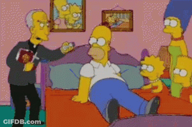 Homer Gets Sprayed Holy Water The Simpsons GIF