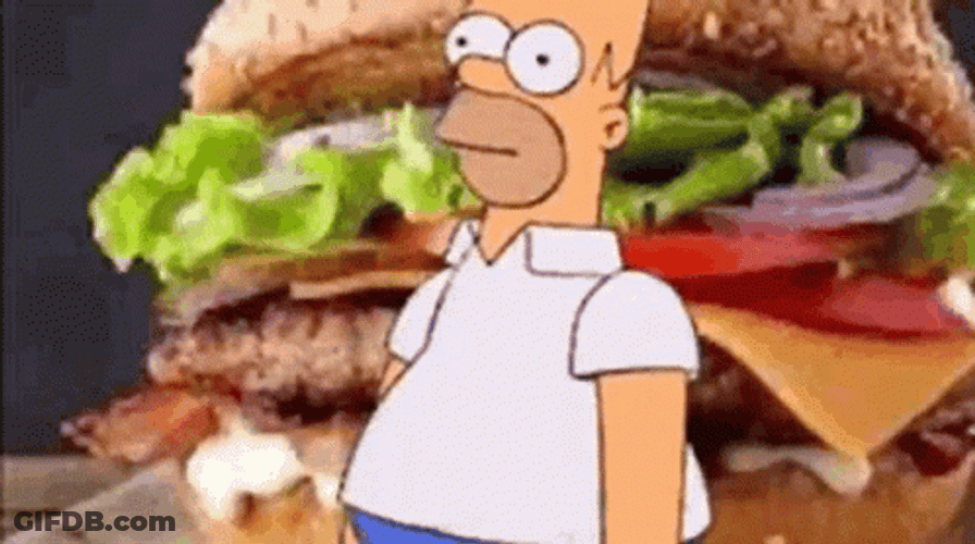 Homer Hiding In Burger GIF