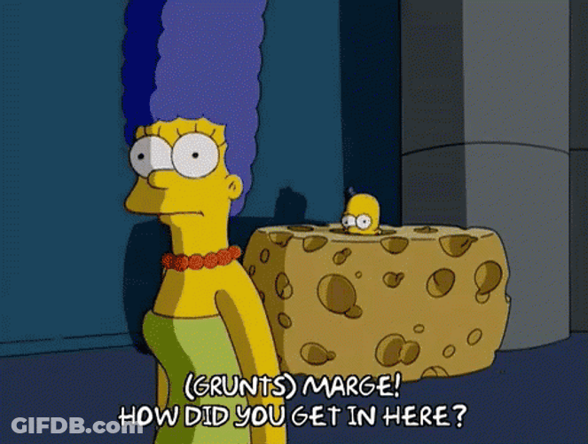 Homer Hiding In The Cheese GIF