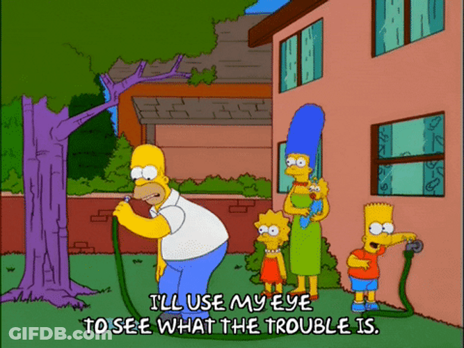 Homer Looking What Is Inside Of Fire Hose GIF