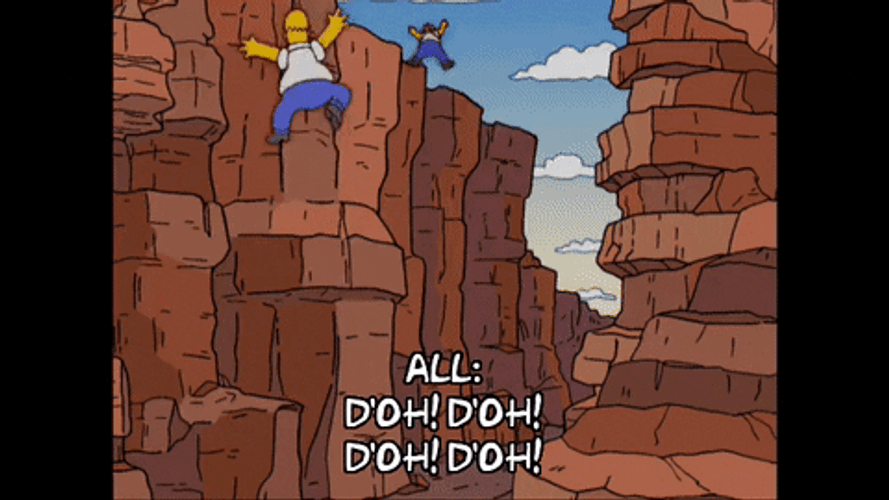 Homer Simpson All Doh Falling On Cliff GIF