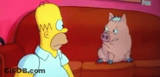 Homer Simpson And A Pig Are Sitting On A Couch . GIF
