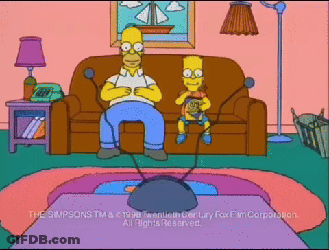 Homer Simpson And Bart Simpson Are Sitting On A Couch Watching Tv GIF