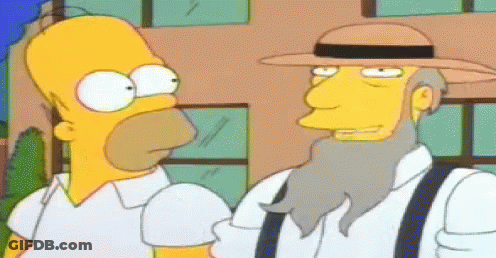 Homer Simpson And Bearded Man Standing GIF