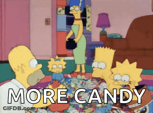 Homer Simpson And Family Saying More Candy GIF