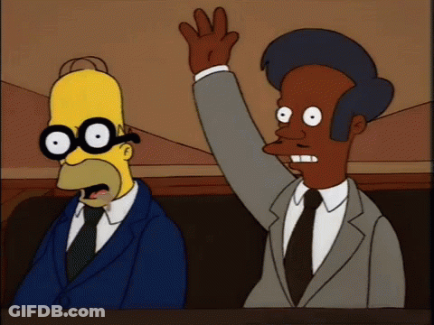 Homer Simpson And Man Raising Hand GIF