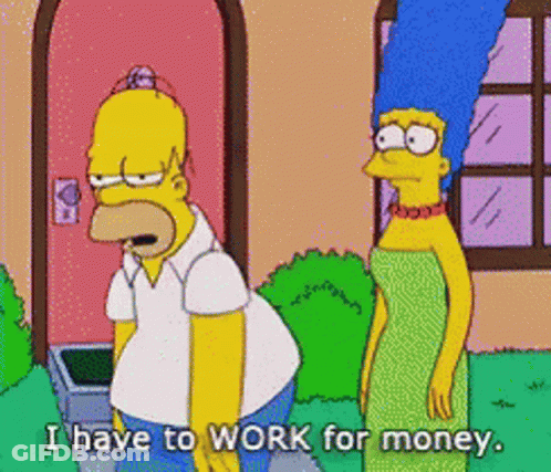 Homer Simpson And Marge Simpson From The Simpsons Talking About Work For Money GIF