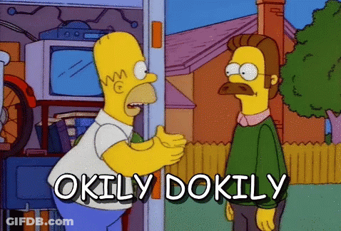 Homer Simpson And Ned Flanders From The Simpsons Are Standing Next To Each Other GIF