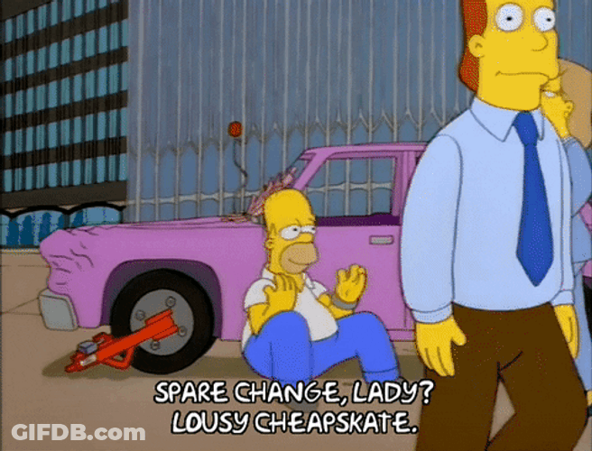 Homer Simpson Begging Spare Change GIF