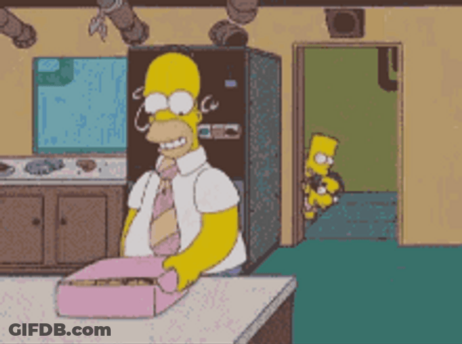 Homer Simpson Binge Eating Donuts Banana Knife GIF