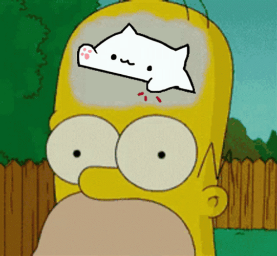 Homer Simpson Bongo Cat On Brain Meme GIF