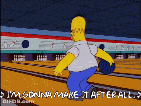 Homer Simpson Bowling Saying I'm Gonna Make It After All GIF