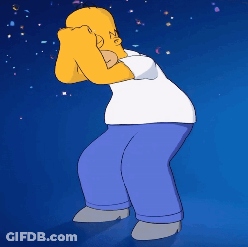 Homer Covering Face In Front Of Blue Background GIF