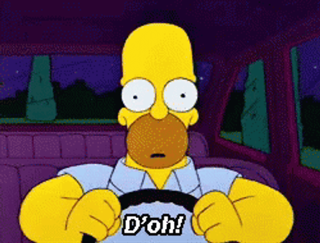 Homer Simpson Doh Trouble While Driving GIF