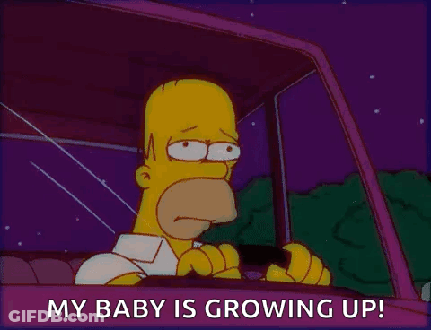 Homer Simpson Driving Car Saying My Baby Is Growing Up GIF