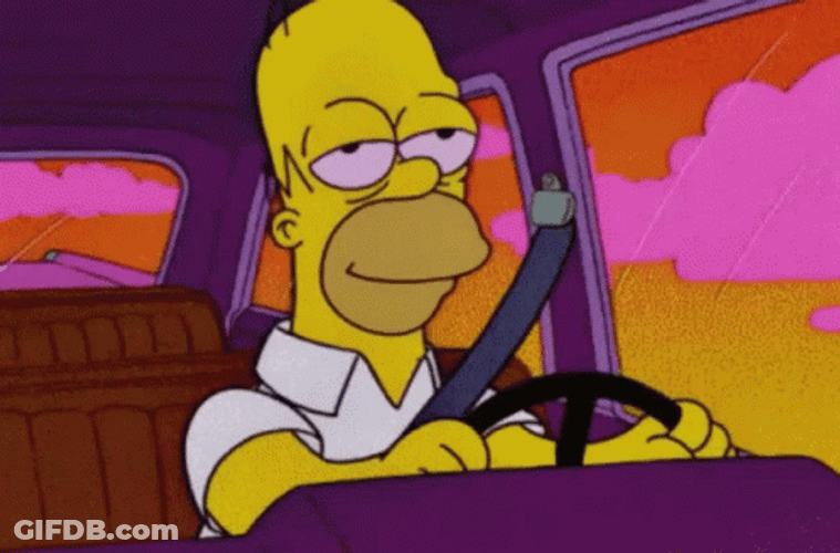 Homer Simpson Driving High GIF