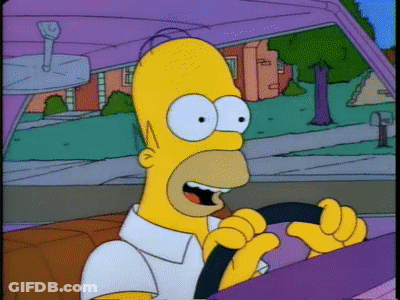 Homer Simpson Driving Purple Car GIF
