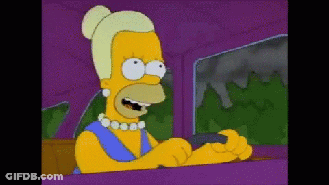 Homer Simpson Driving Purple Car With Smoke GIF