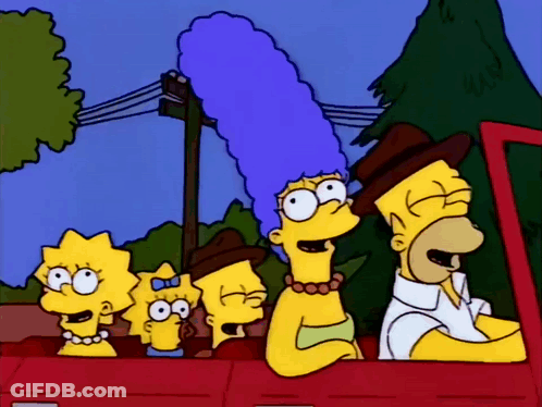 Homer Simpson Driving Red Car GIF