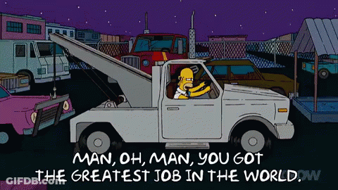 Homer Simpson Driving Tow Truck Saying Man Oh Man GIF