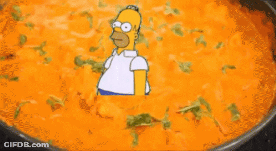 Homer Simpson Drowning In Curry GIF
