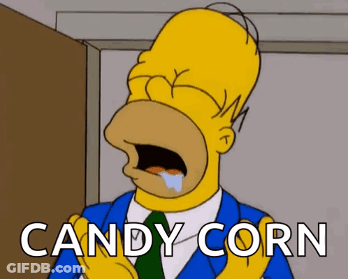 Homer Simpson Eating Candy Corn And Crying GIF