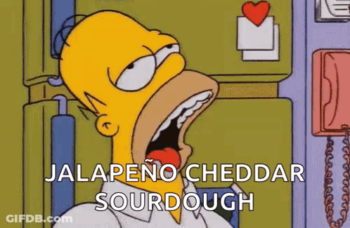 Homer Simpson Eating Jalapeno Cheddar Sourdough GIF
