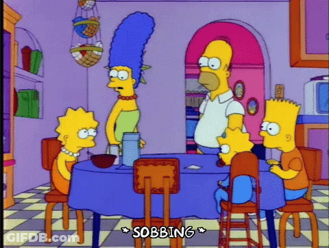 Homer Simpson Family Sobbing At Table GIF