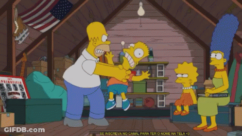 Homer Simpson Fighting Bart Simpson And Lisa Simpson GIF