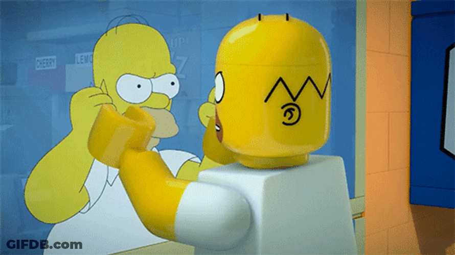 Homer Simpson Fighting With His Own Reflection GIF