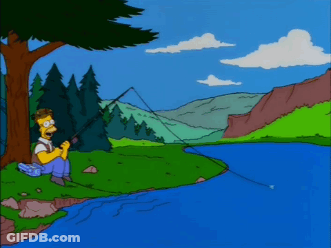 Homer Simpson Fishing By River GIF