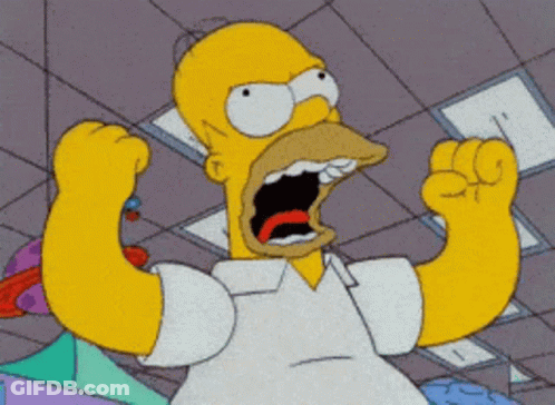 Homer Simpson From The Simpsons Is Screaming With His Mouth Wide Open GIF