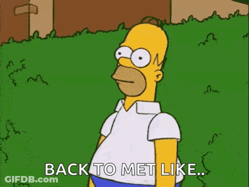 Homer Simpson From The Simpsons Is Standing In The Grass And Saying `` Back To Met Like . '' GIF