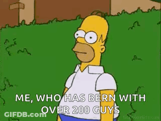 Homer In Grass Saying Me Who Has Born With Over 200 Guys GIF