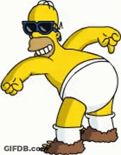 Homer Simpson From The Simpsons Is Wearing Sunglasses And Underwear And Has Bear Feet . GIF